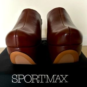 Brand New! Sportmax Mansia By Max Mara ❤️ Clogs Wedge Tobacco Brown
